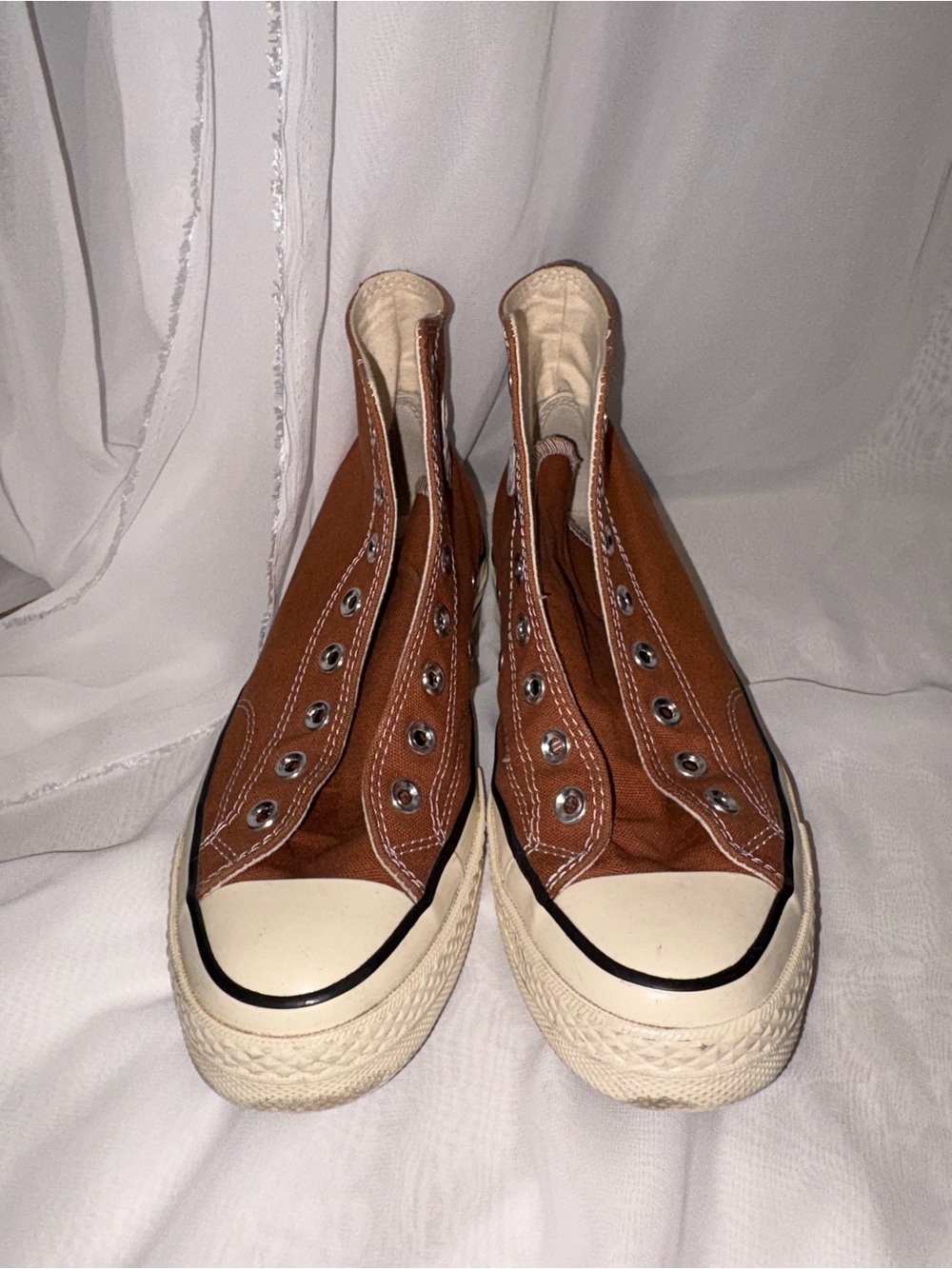 Converse Chuck Taylor High Top Sneakers - Brown Canvas with White Sole - Picture 3 of 4